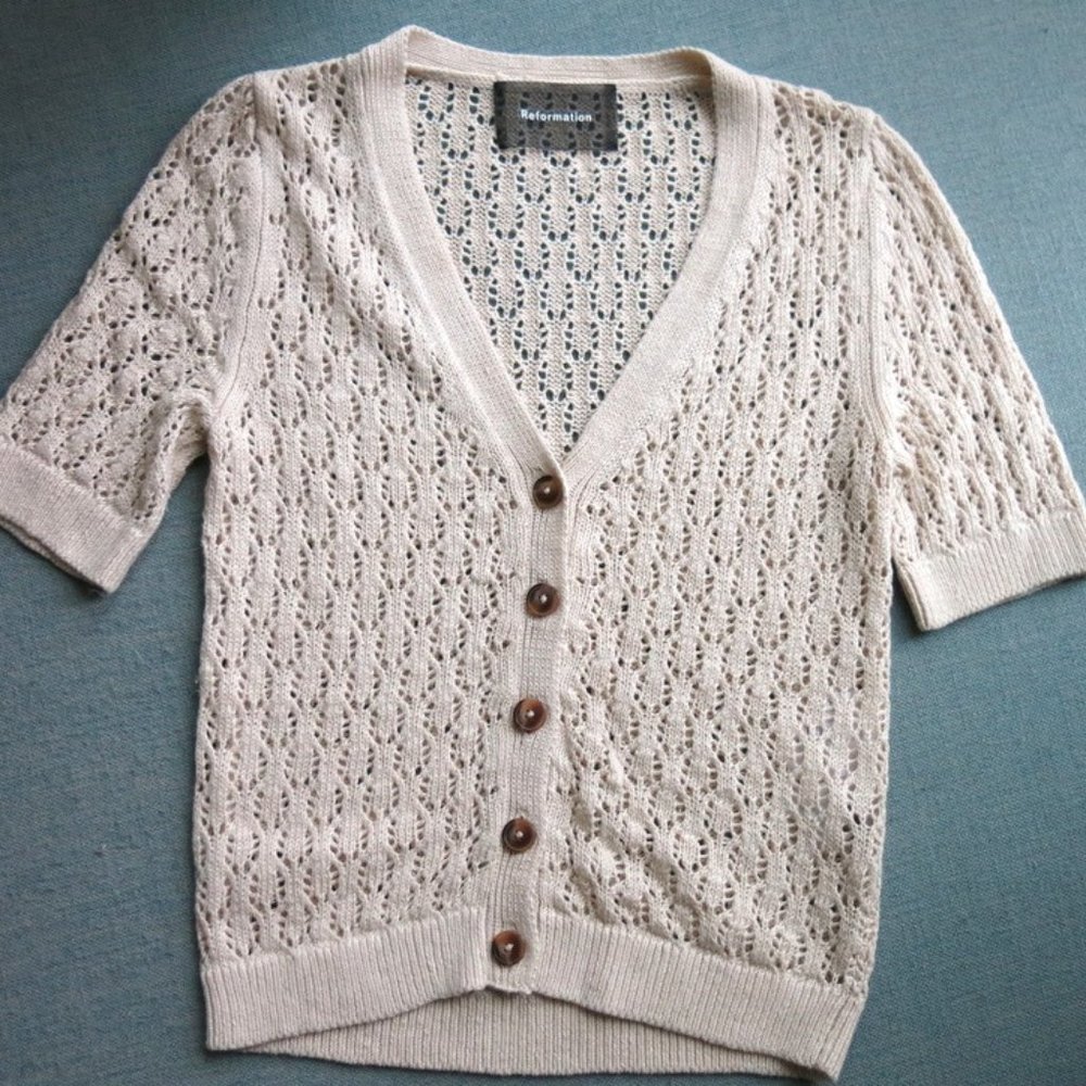 Reformation linen short sleeve cardigan